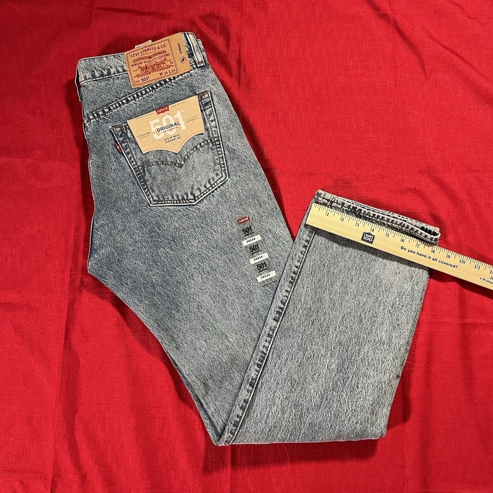 Levi's Strong 501 Jeans Mens 34x34 Blue Patchwork Cordura Denim Fabric